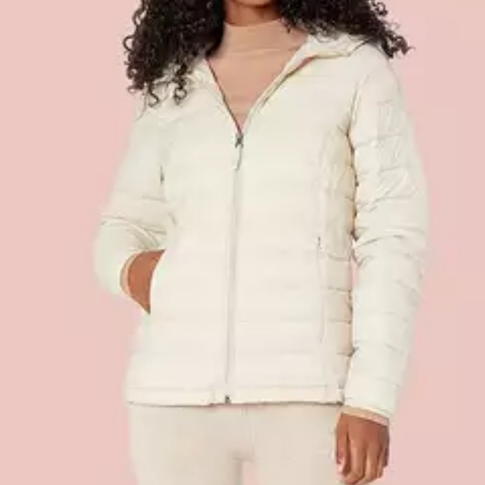 Adidas Womens Full Zip Jacket Coat Warm Soft Sporty Pockets Cream Off White L